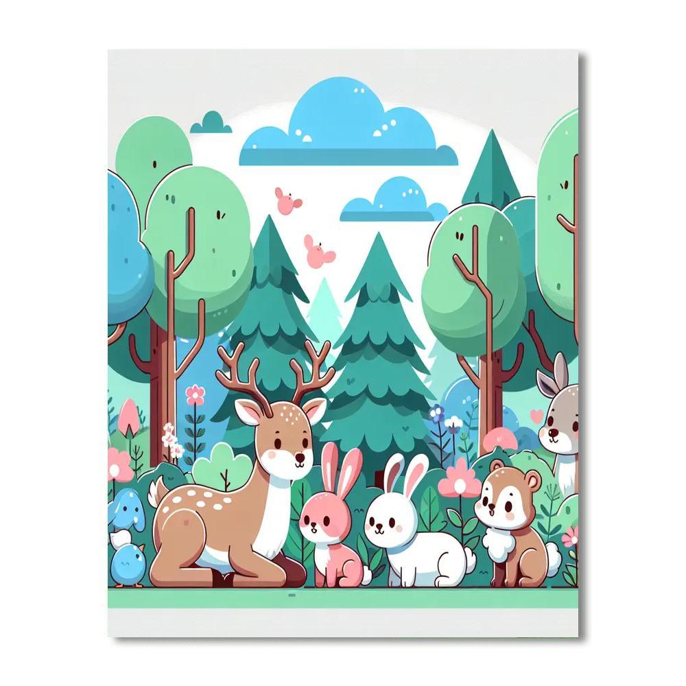 Forest Friends' Gathering Paint By Number