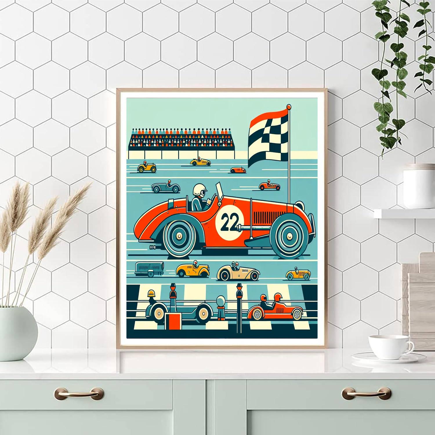 Retro Racer Paint By Numbers Art