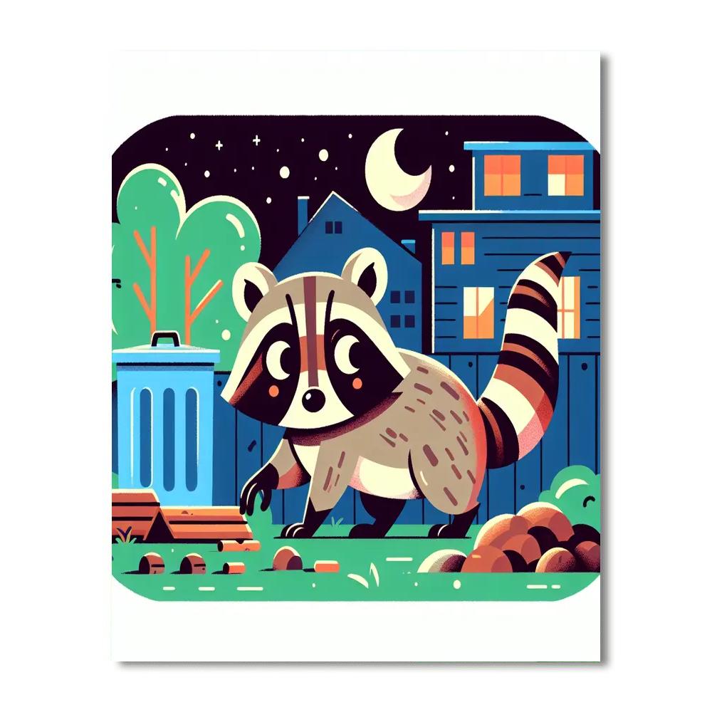Mischievous Raccoon Escapade Number Painting