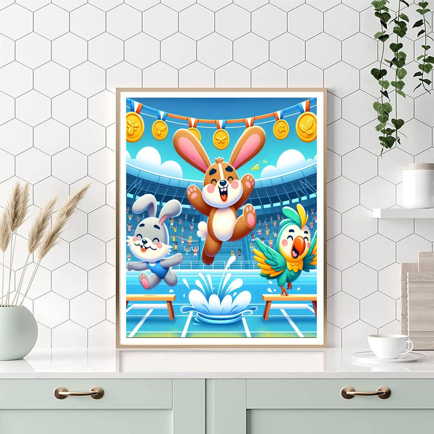 Joyful Animal Olympics Paint By Numbers Kits