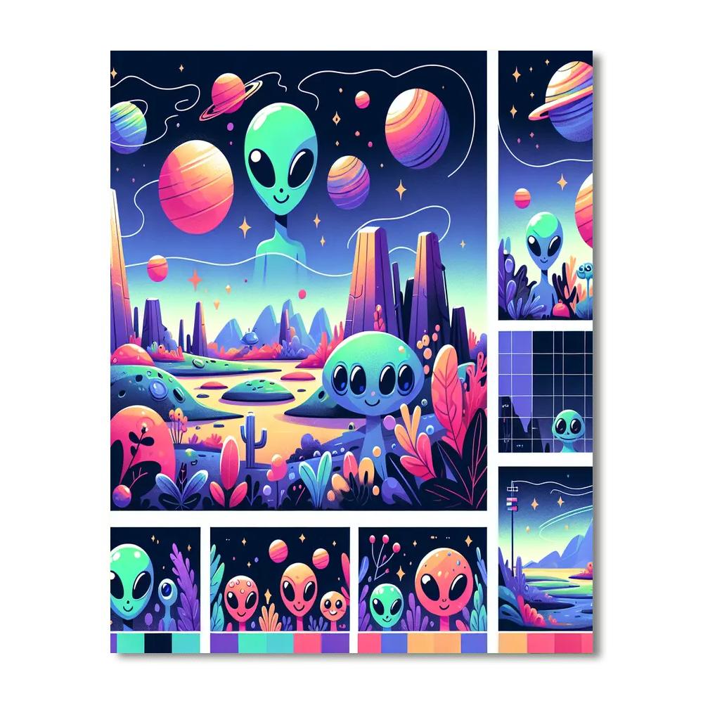 Adventurous Alien Planet Paint By Numbers Art