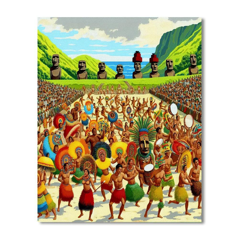 Rapa Nui Tapati Festival - Chile Paint By Numbers Art