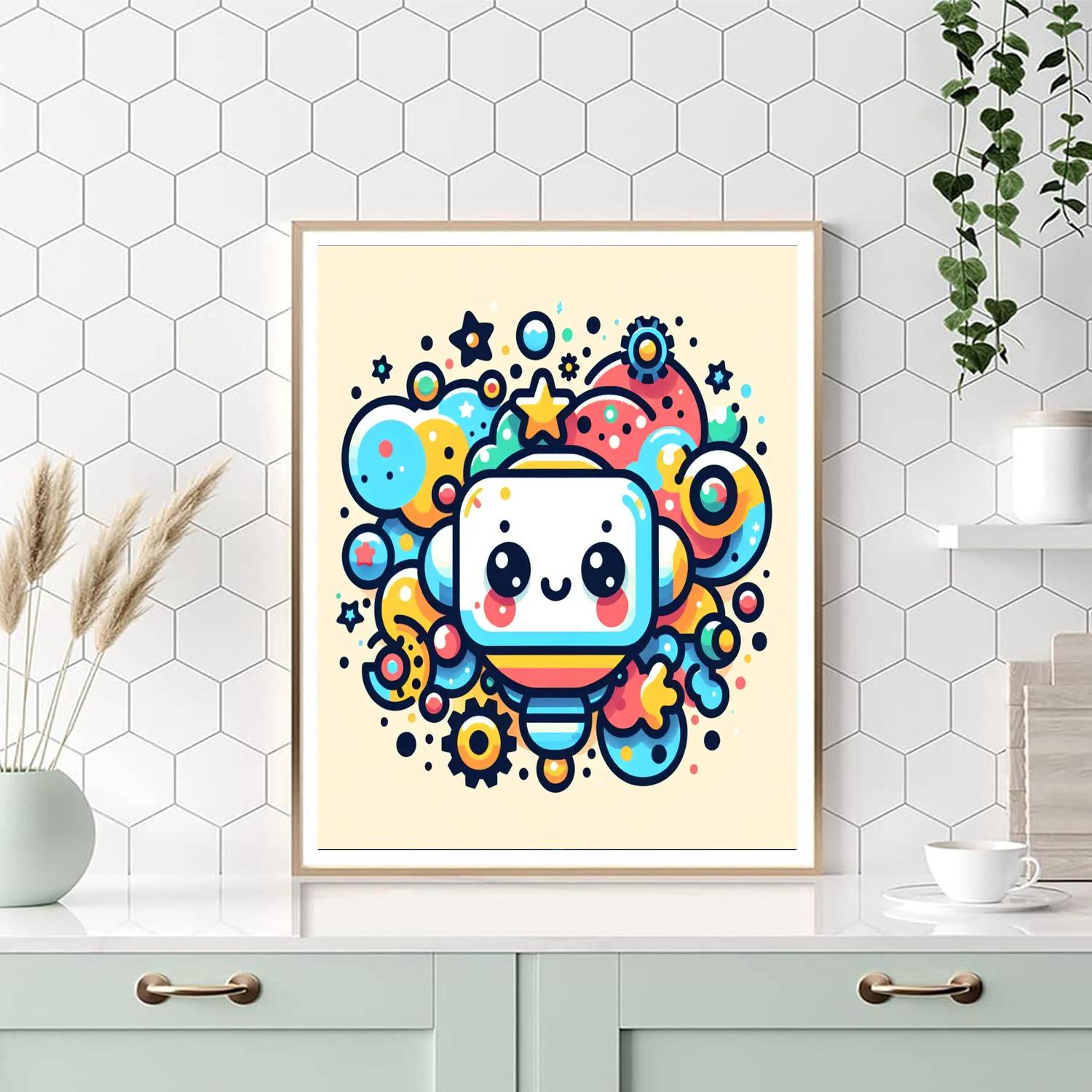 Bubbly Robot DIY Paint By Numbers