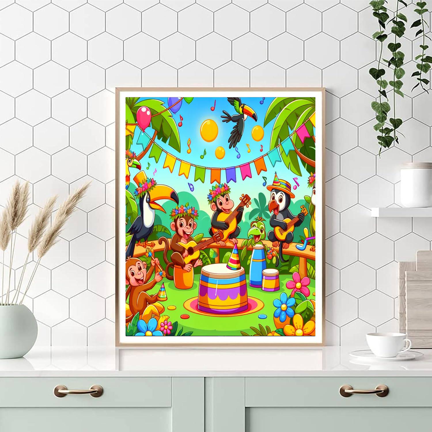 Festive Jungle Party Painting Number Kit