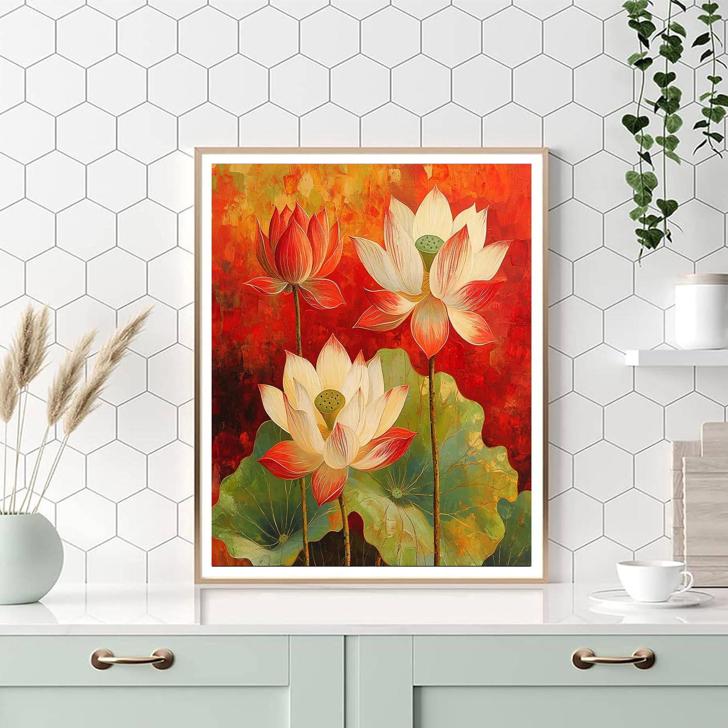 Nandalal Bose Inspired Sacred Lotus Symphony  DIY Paint By Numbers