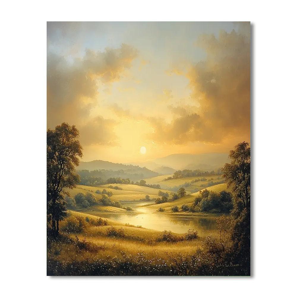 John Constable Inspired Dawn Over The Hills  Number Painting