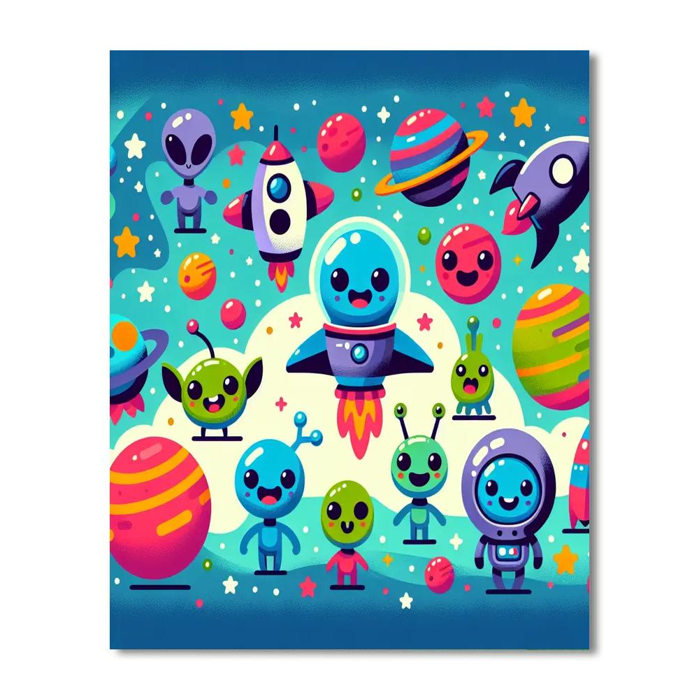 Space Explorer Friends Paint By Numbers Art