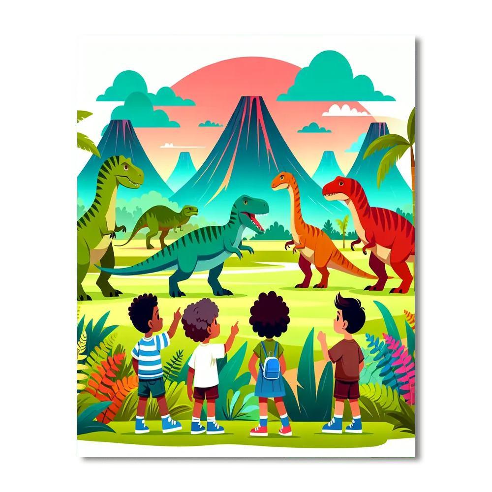 Dino Time Travelers Number Painting