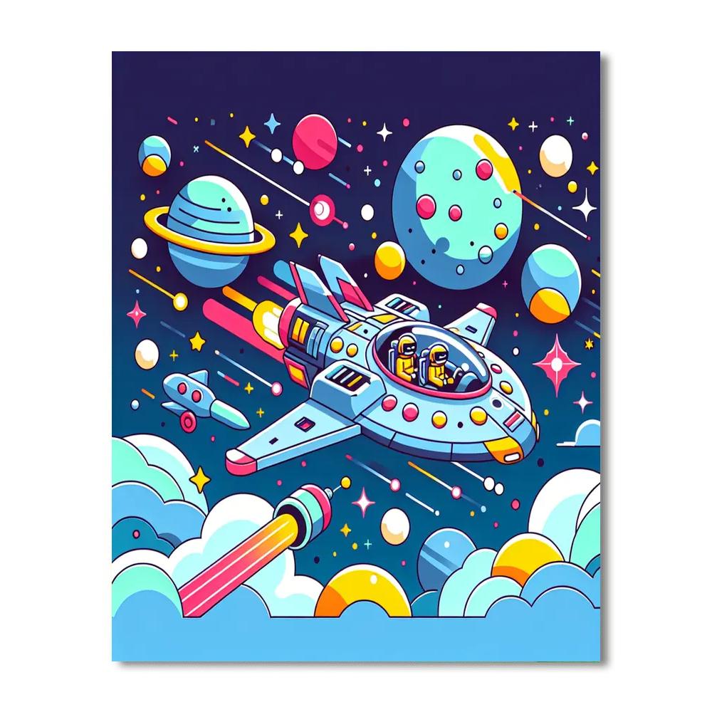 Cosmic Starship Voyage DIY Paint By Numbers