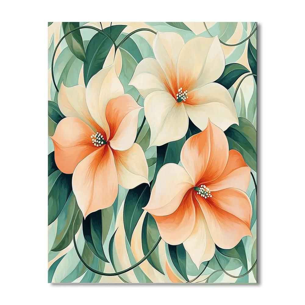 Georgia O'Keeffe Inspired Dreamlike Blossoms And Vines  Number Painting