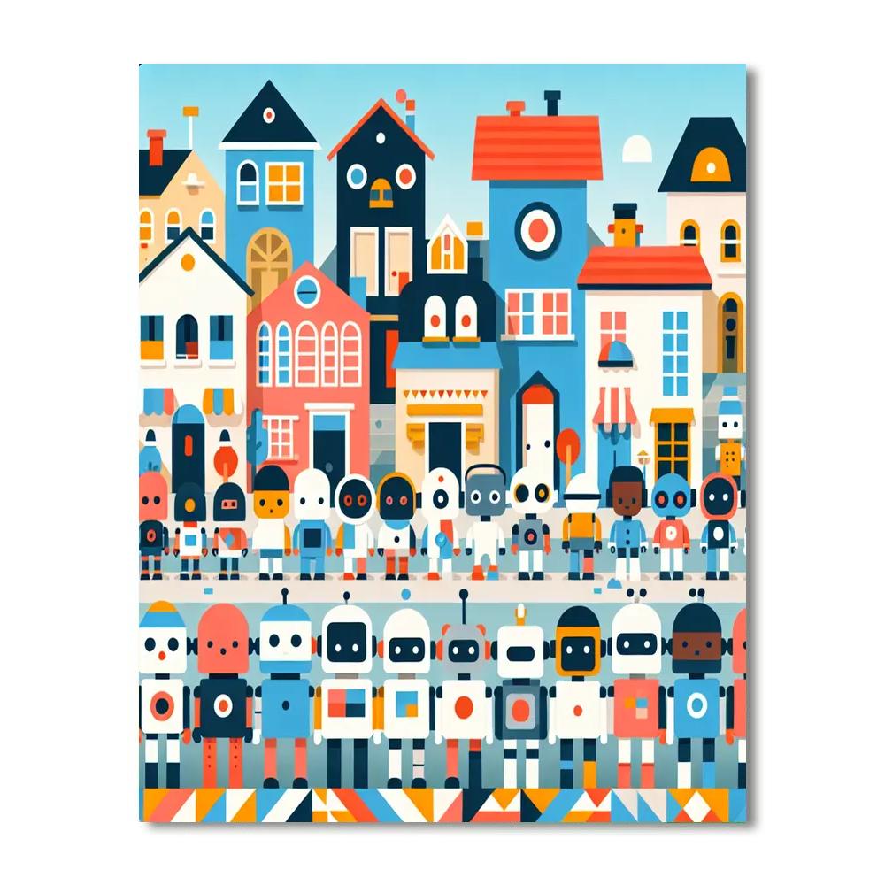 Robot Town Paint By Numbers Art