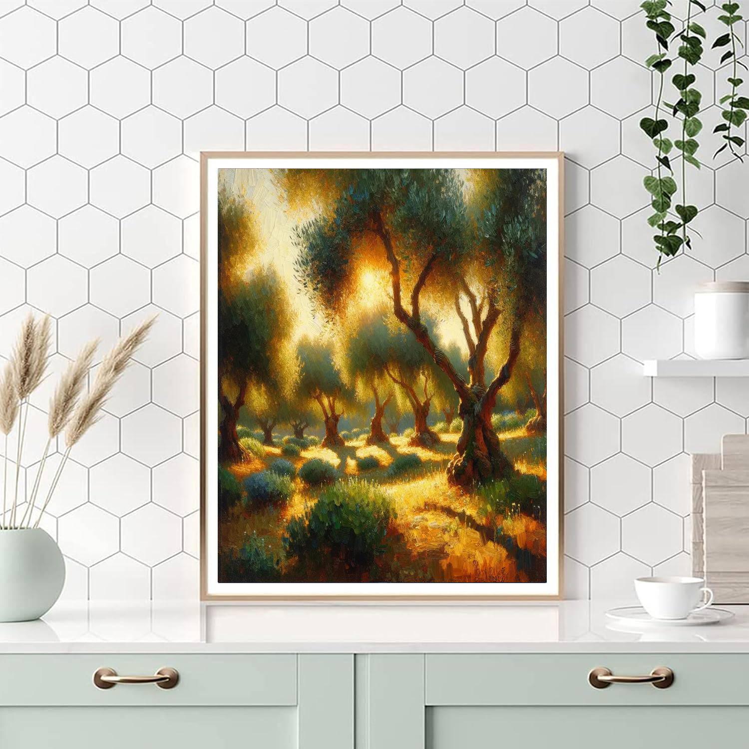 Sunlit Olive Grove Retreat Paint By Numbers