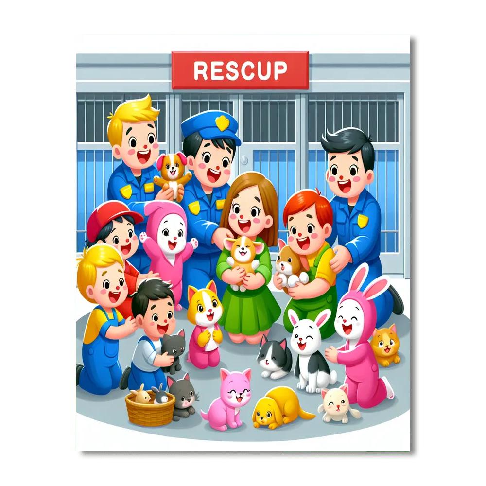 Friendly Animal Rescue Team Numbered Painting Kits