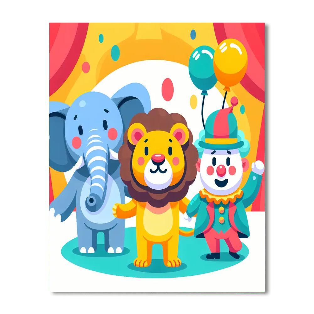 Joyful Animal Circus Paint By Numbers Art