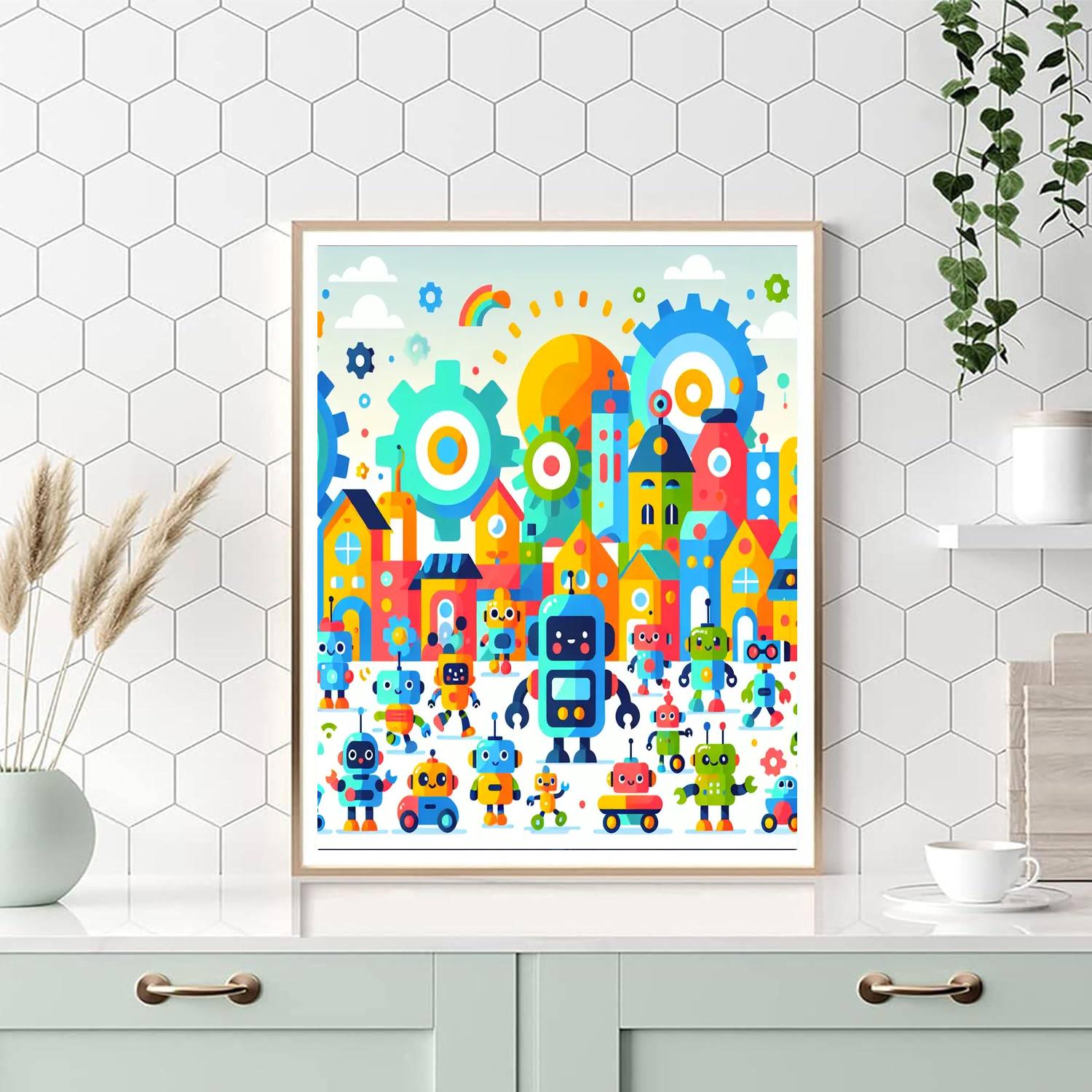 Fantasy Robot World Paint By Numbers
