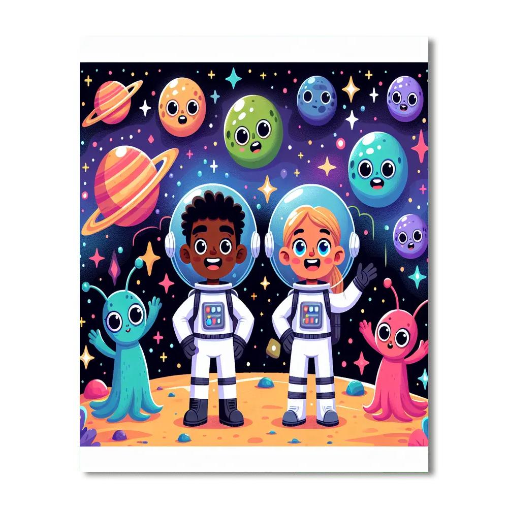 The Adventure Of The Little Astronauts DIY Paint By Numbers