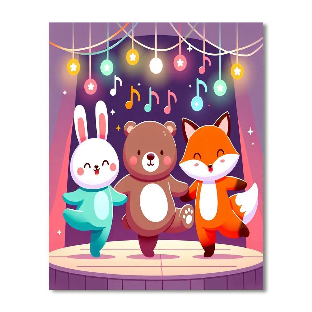 Joyful Animal Dance Off Paint By Numbers Art