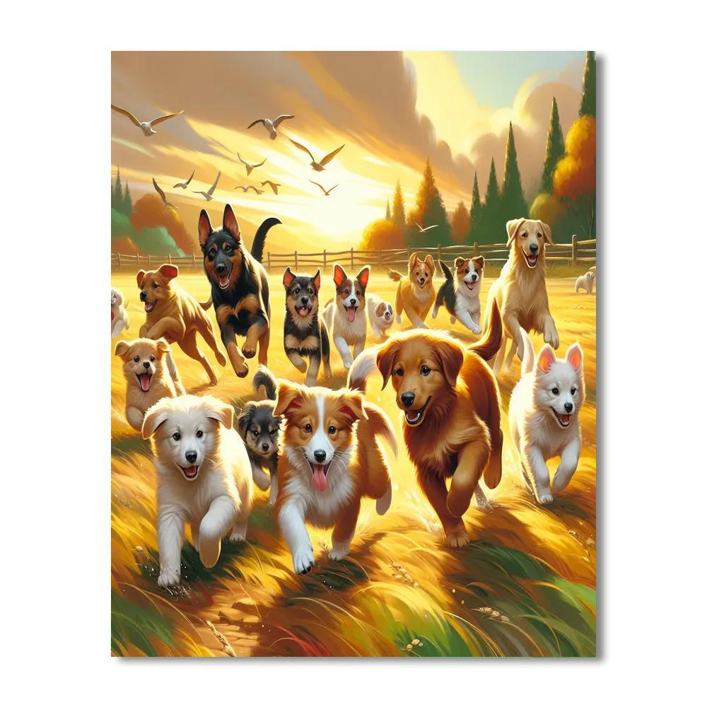 Playful Puppy Frolic Paint By Numbers Kits