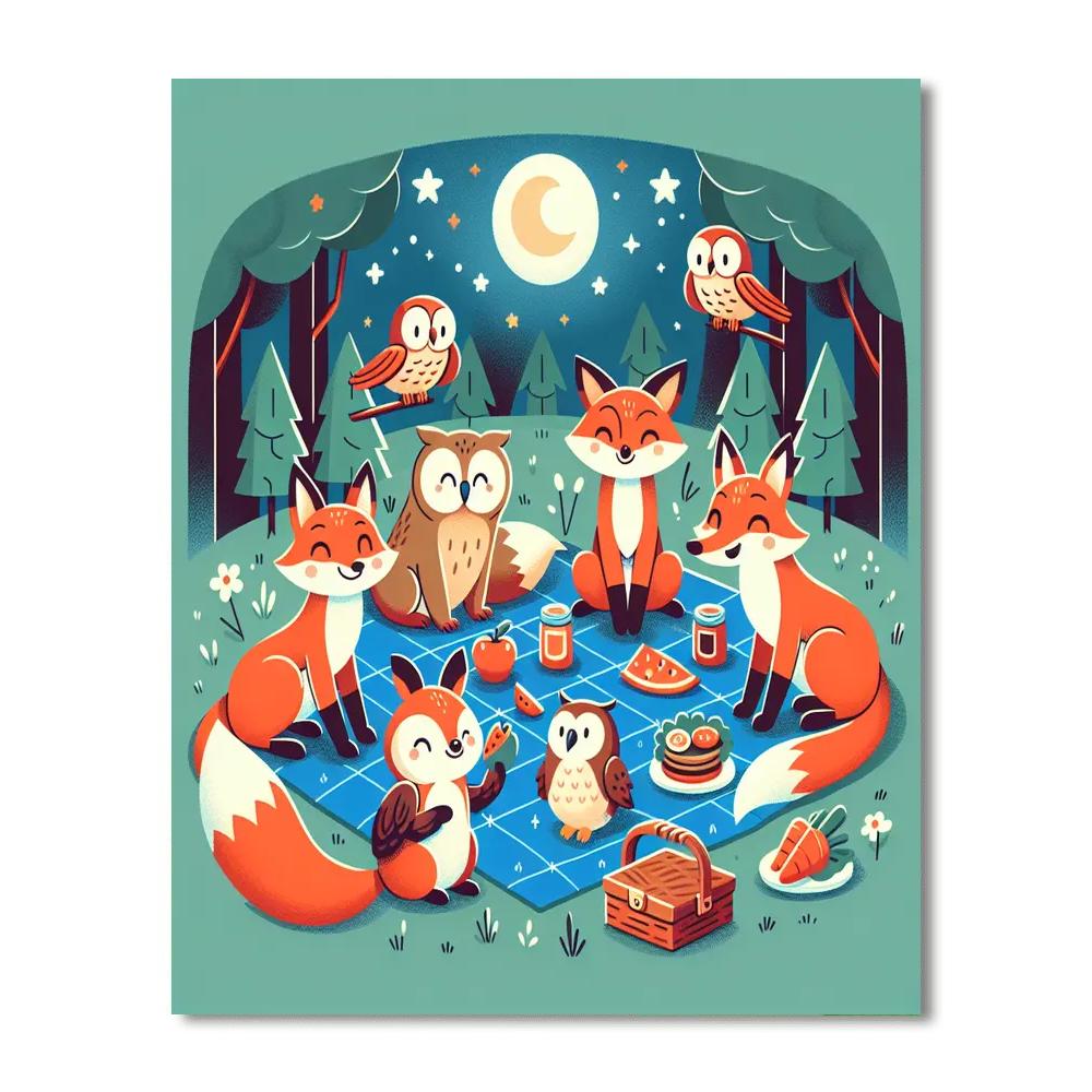 Starlight Animal Picnic Painting By Numbers Kit