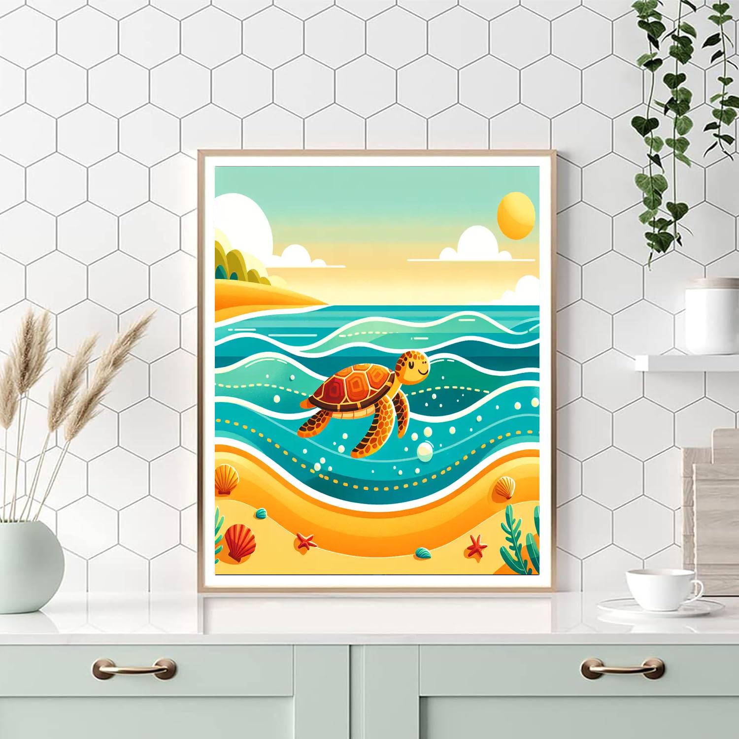 Sea Turtle Beach Safari Paint By Numbers Kits