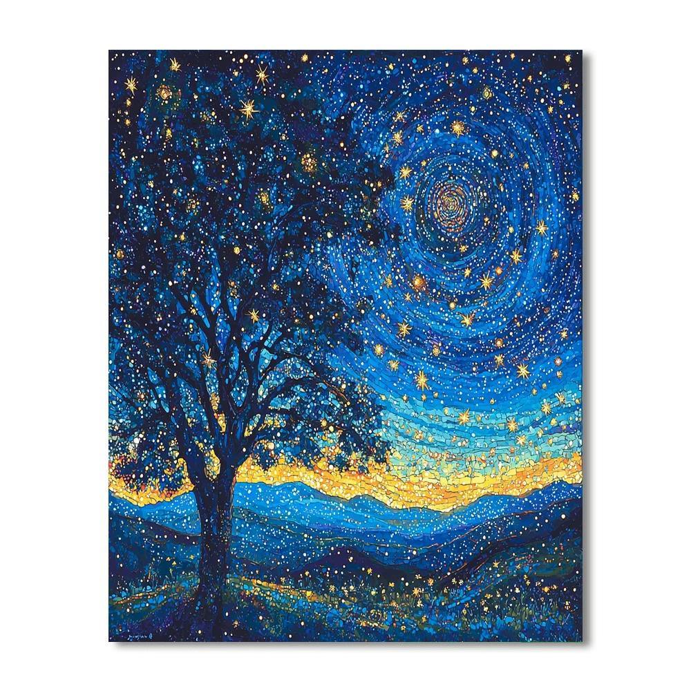 Alex Grey Inspired Dazzling Starry Horizon  Paint By Numbers