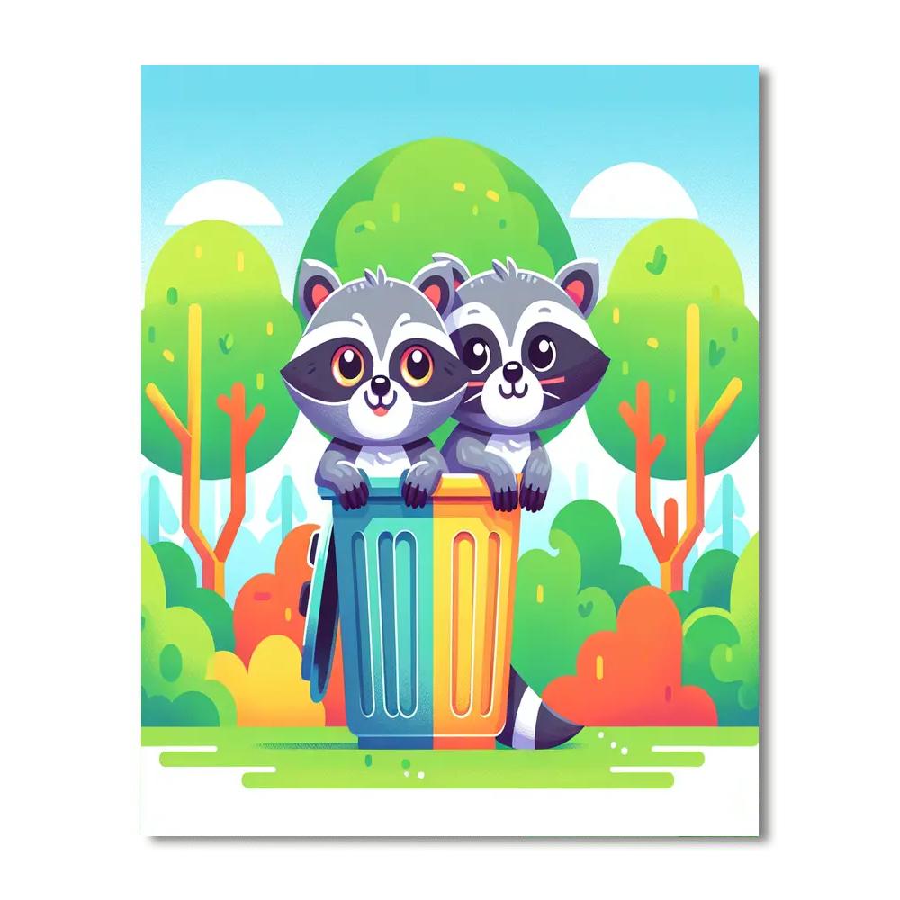 Silly Raccoons Number Painting