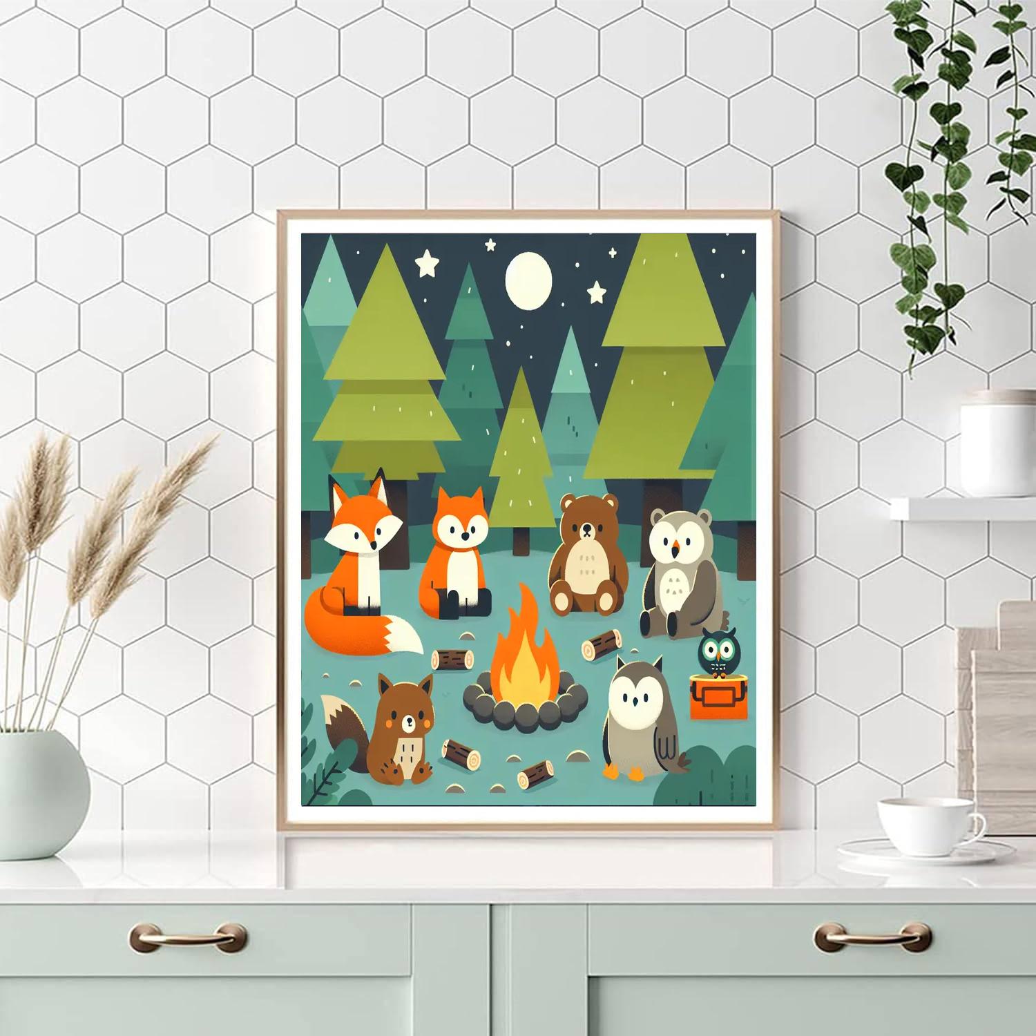 Woodland Creatures Campout Painting By Numbers Kit