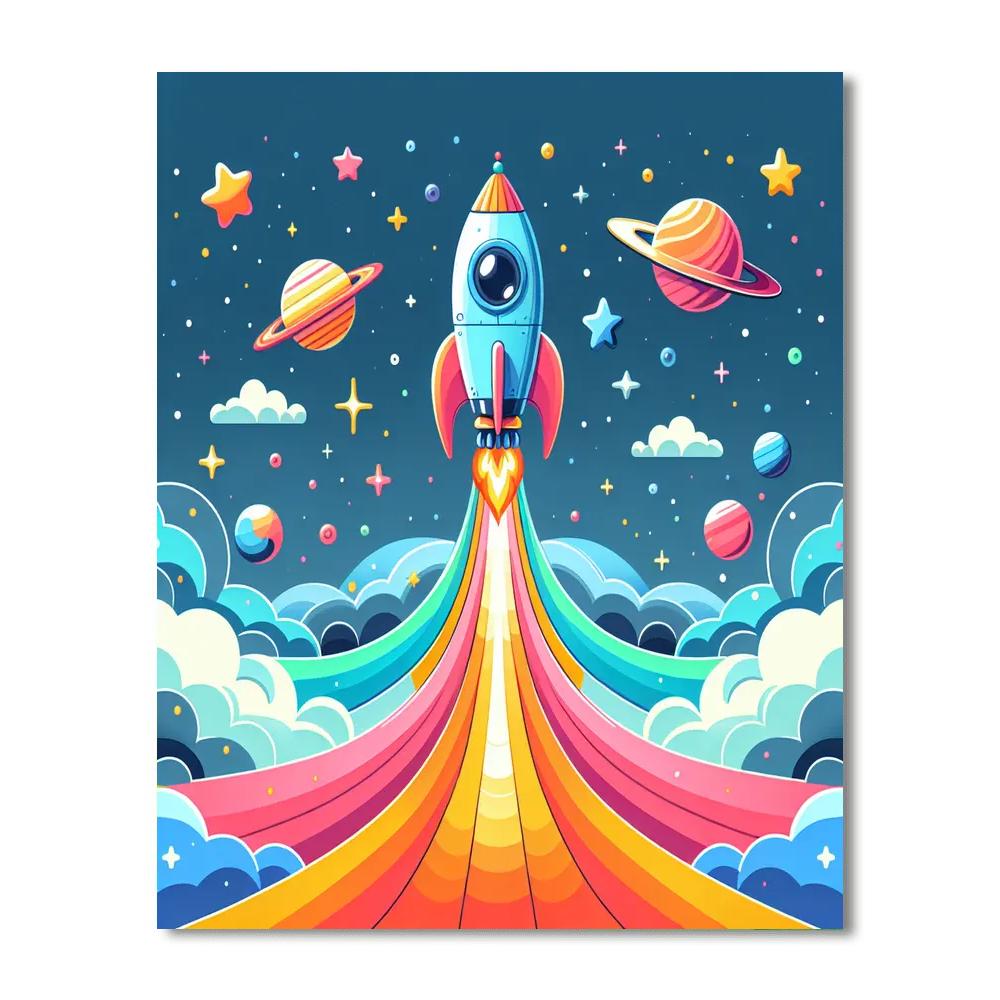 Whimsical Rocket Numbered Painting Kits