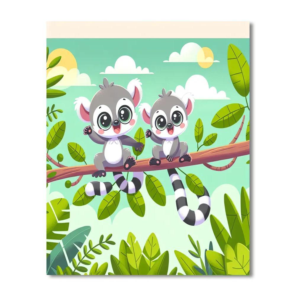 Lively Lemurs Paint By Numbers Art