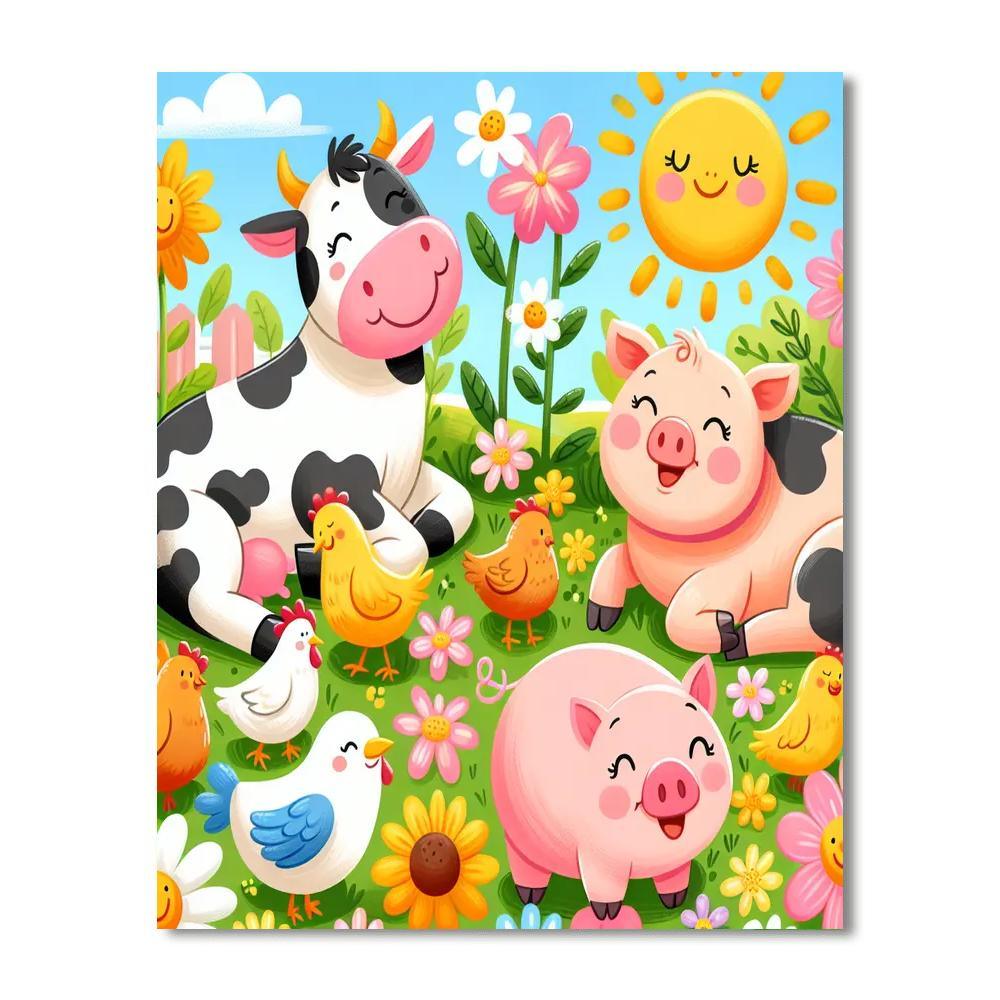 Cheerful Animal Farm DIY Paint By Numbers