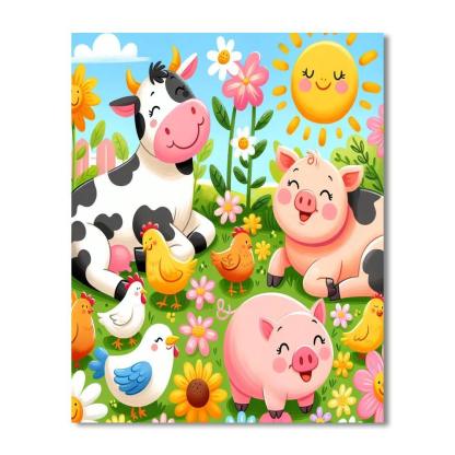 Cheerful Animal Farm DIY Paint By Numbers