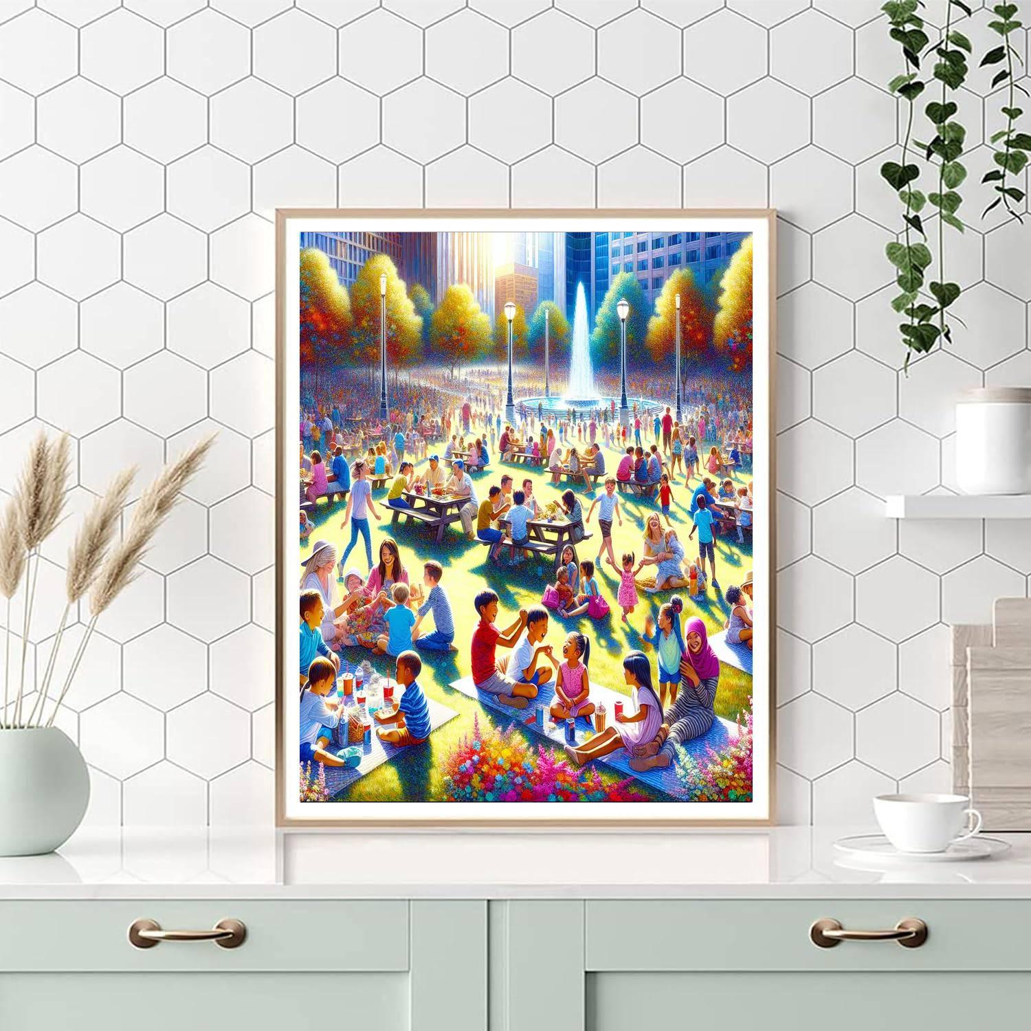 Joyful City Park Paint By Numbers Art