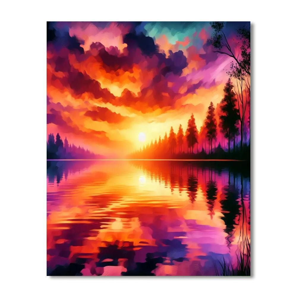 Dreamy Sunset At The Lake Paint By Color