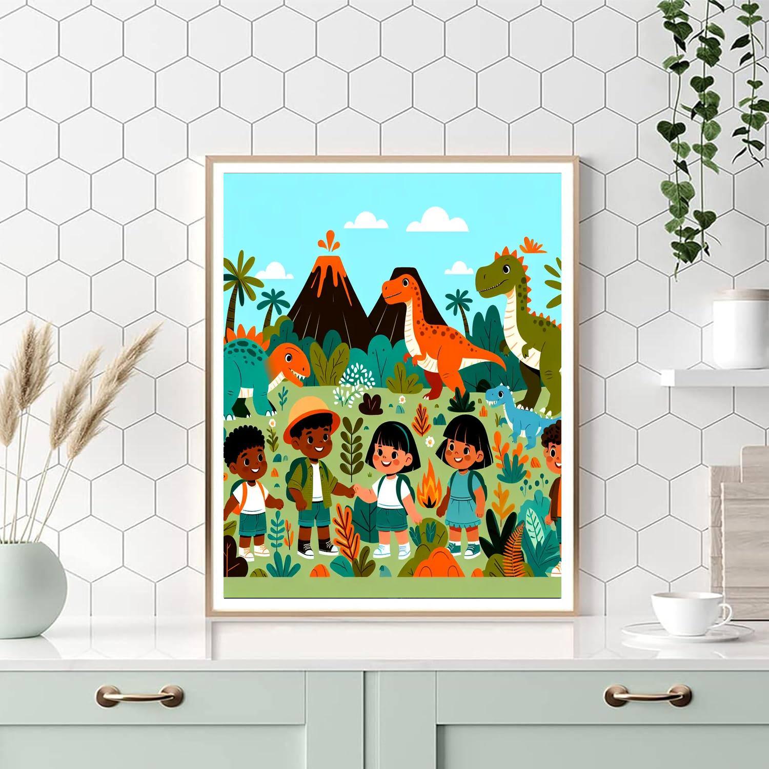 Journey To Dino Land Number Painting