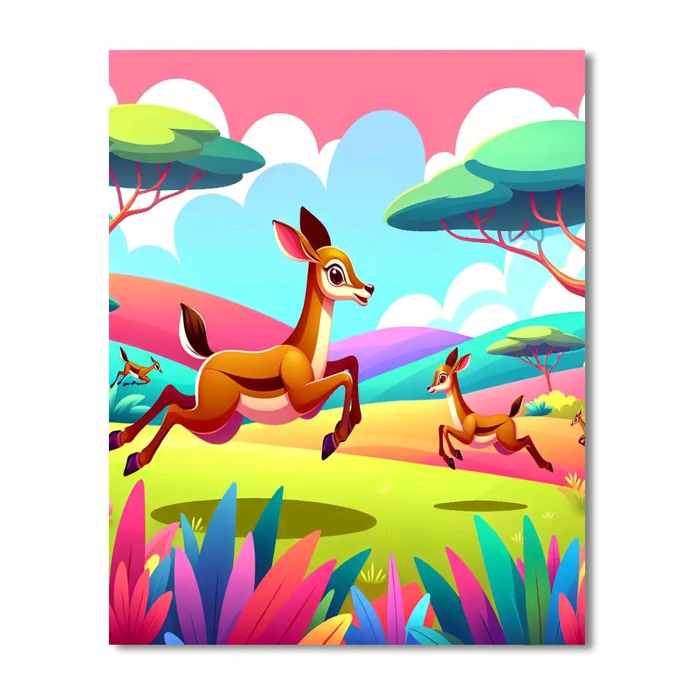Antelope’s Animated Antics Paint By Numbers