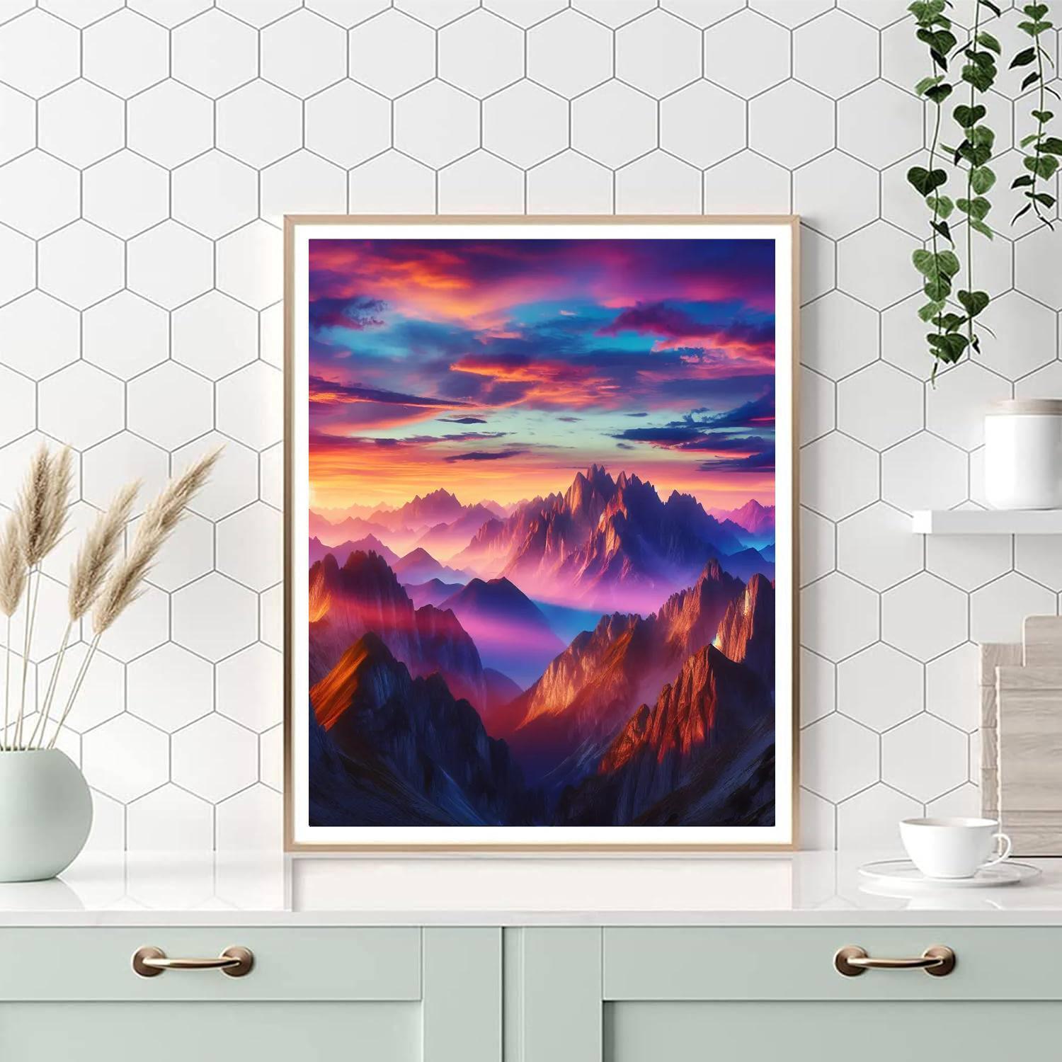 Mystical Mountain Sunset Painting Number Kit