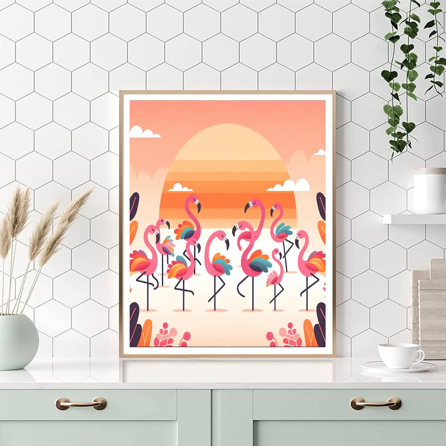 Festive Flamingo Fiesta Number Painting