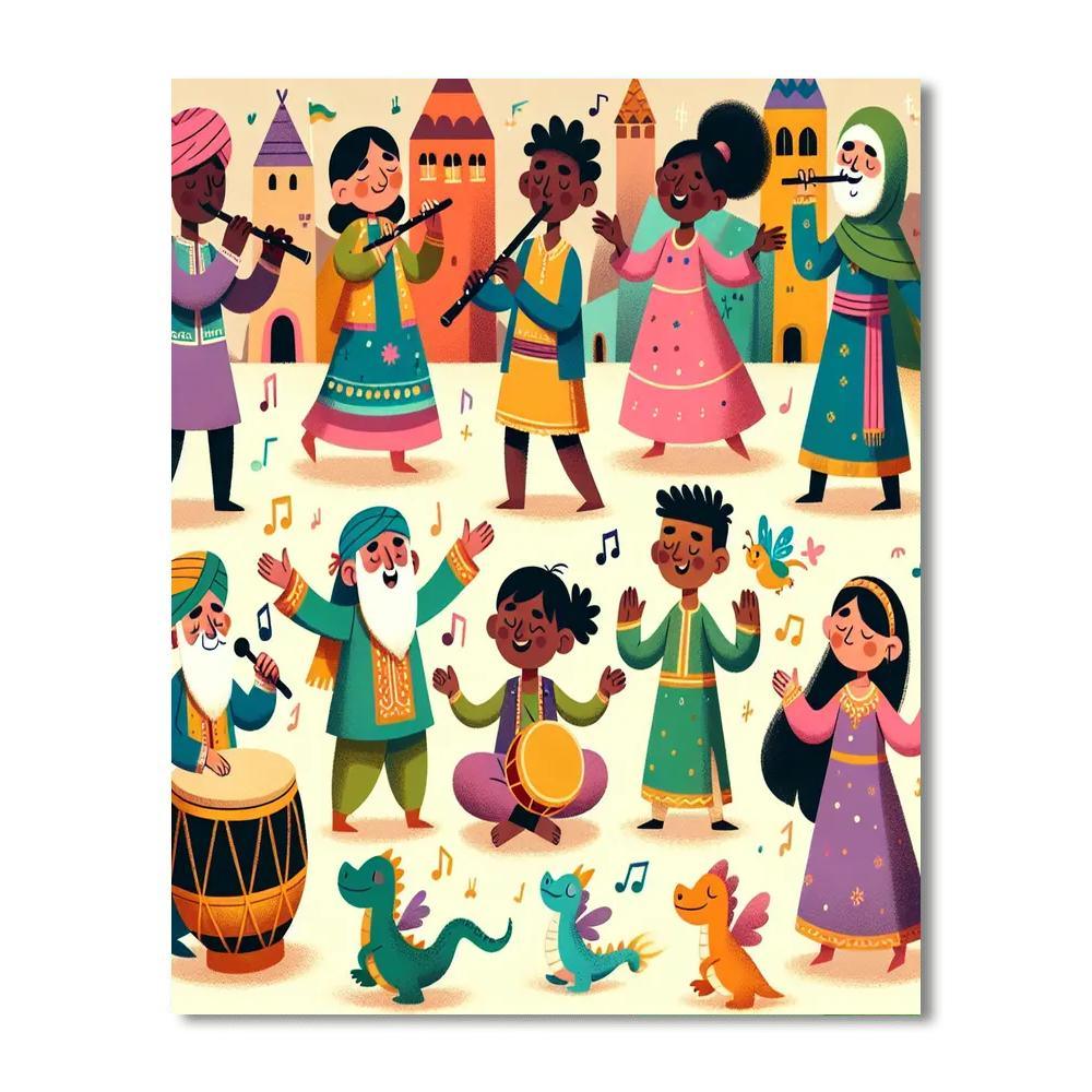 Fantasy Village Festival Paint By Numbers Art