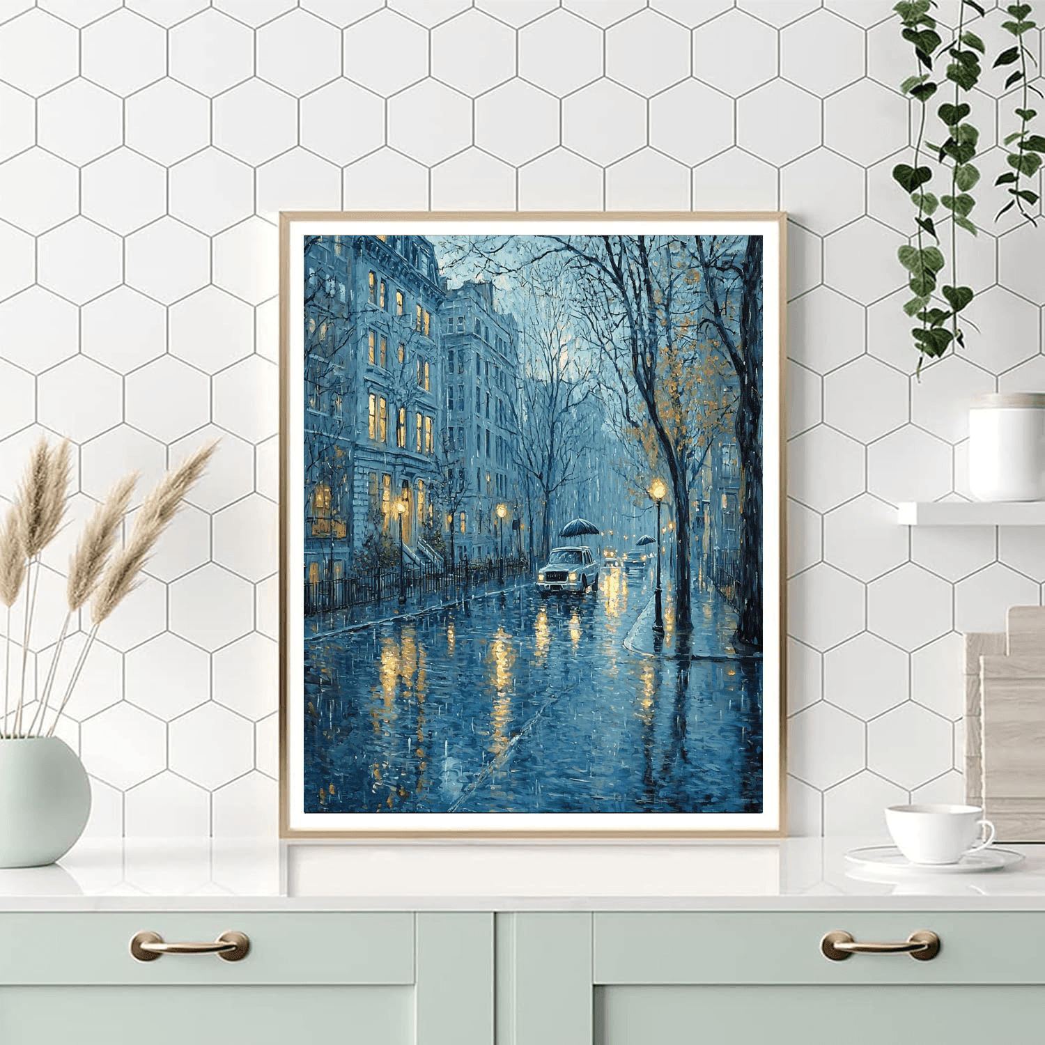 Edward Hopper Inspired Rainy Day In The City  Paint By Numbers Art