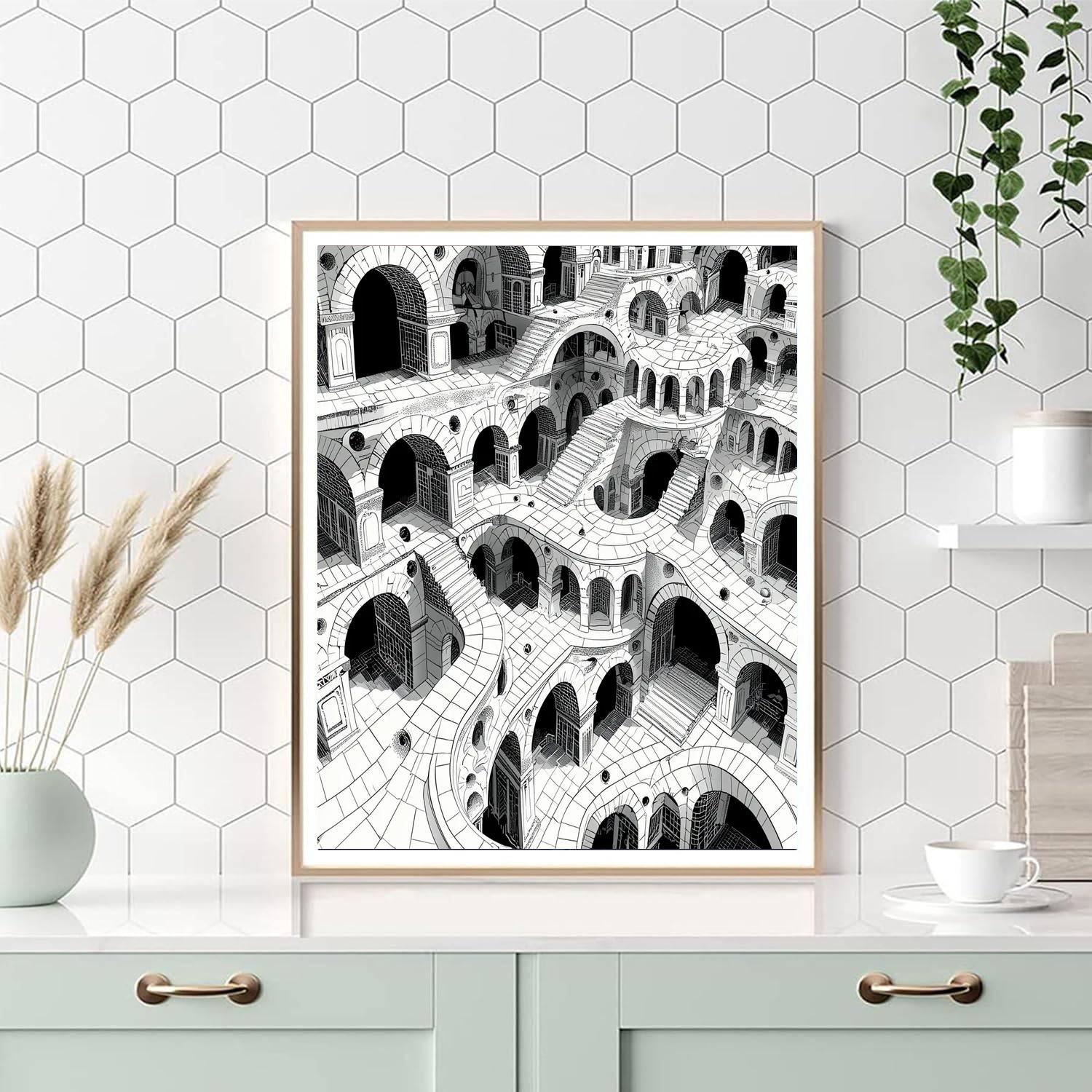 M.C. Escher Inspired Architectural Fantasies  Paint By Number