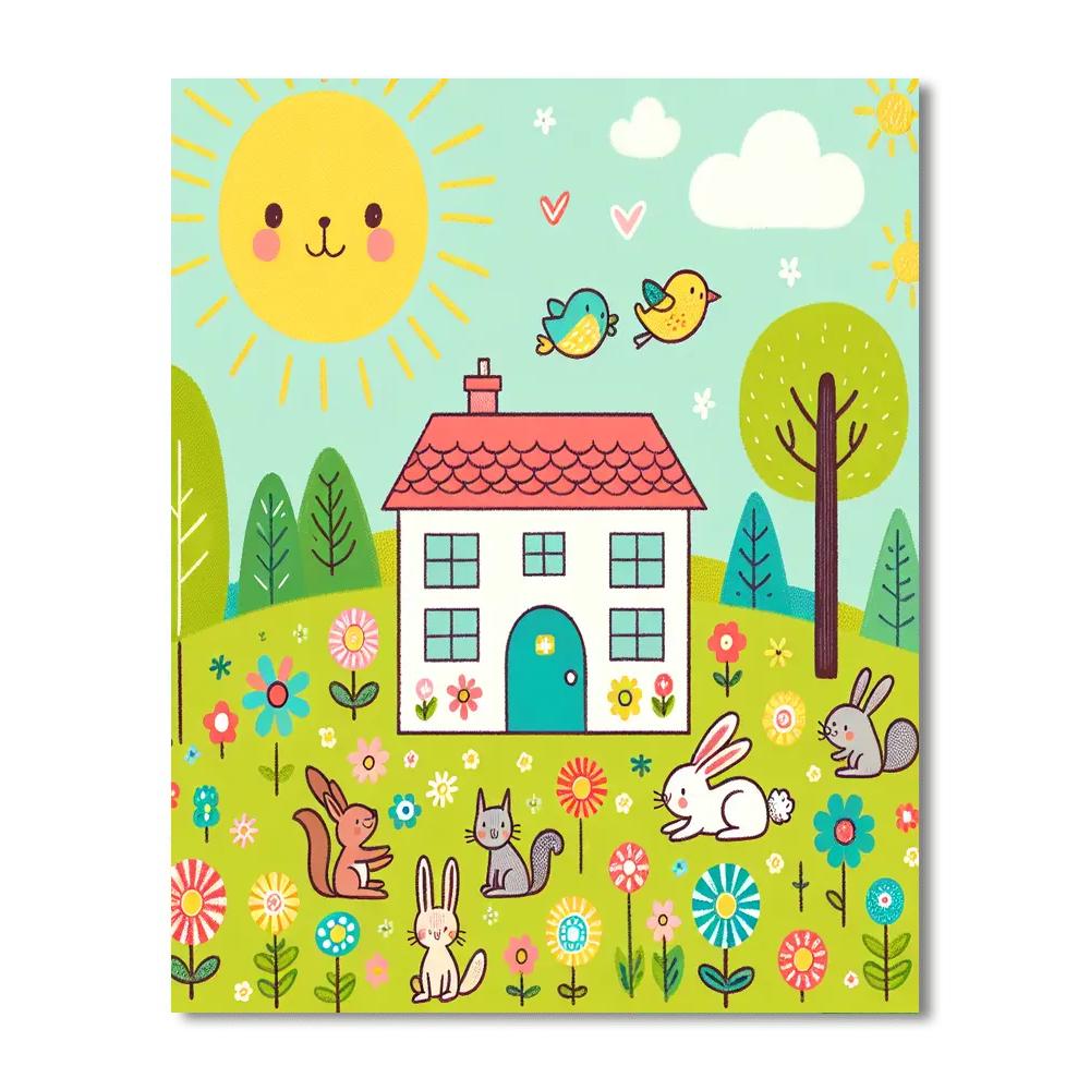 Sunny Doodle House DIY Paint By Numbers