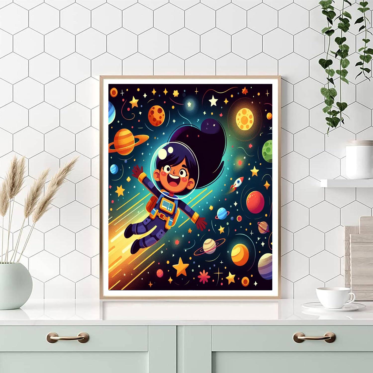 Excited Space Explorer Paint By Numbers Kits
