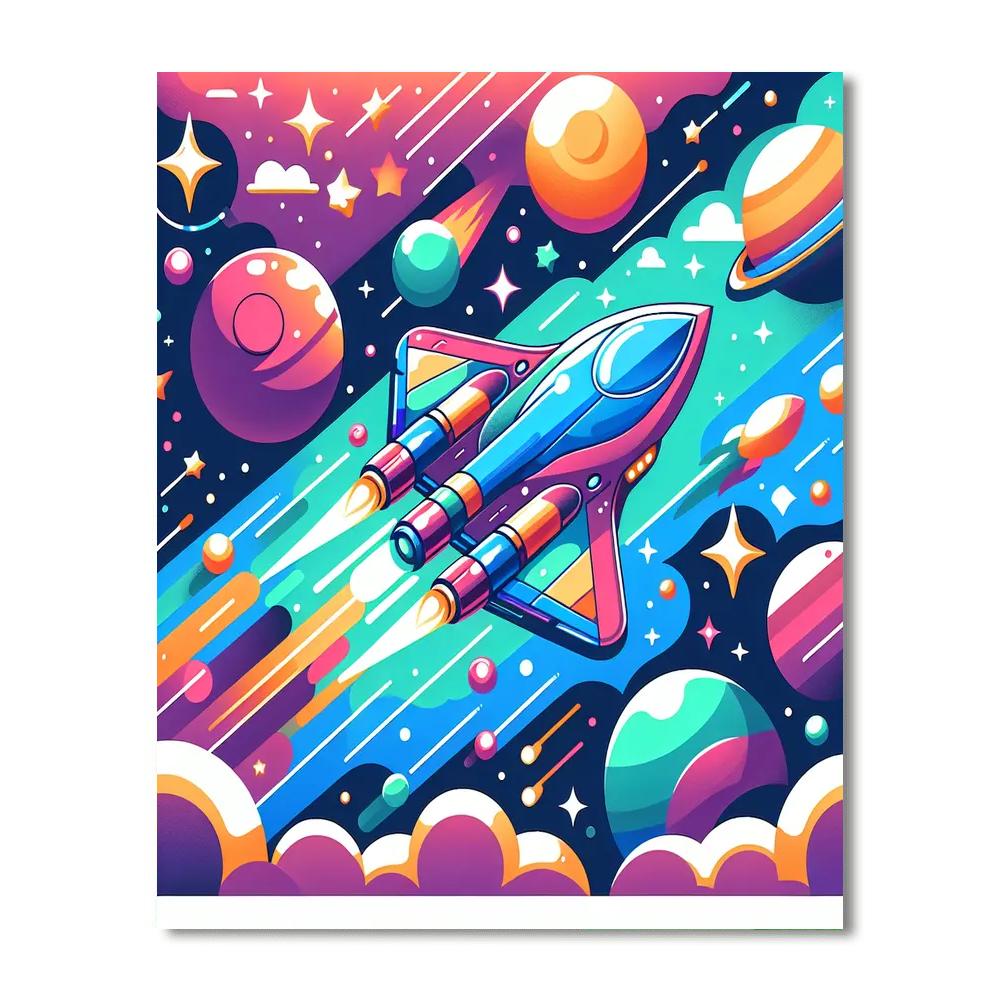 Fantastic Spaceship DIY Paint By Numbers