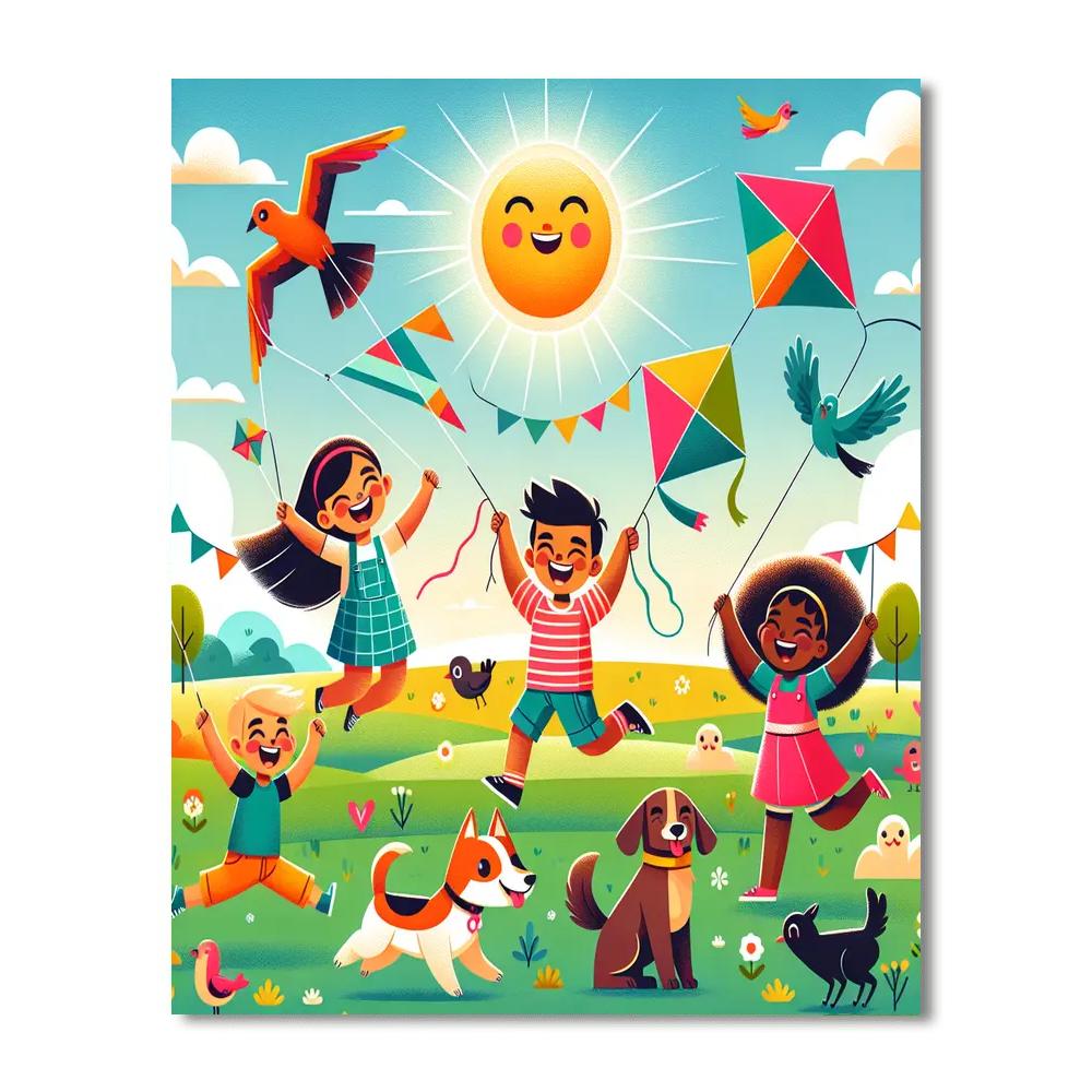 Adventurous Kite Flyers Paint By Numbers Art