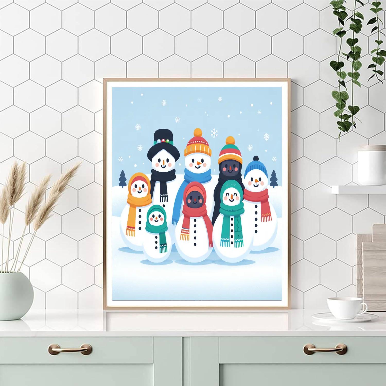 Festive Snowman Gathering Painting Number Kit