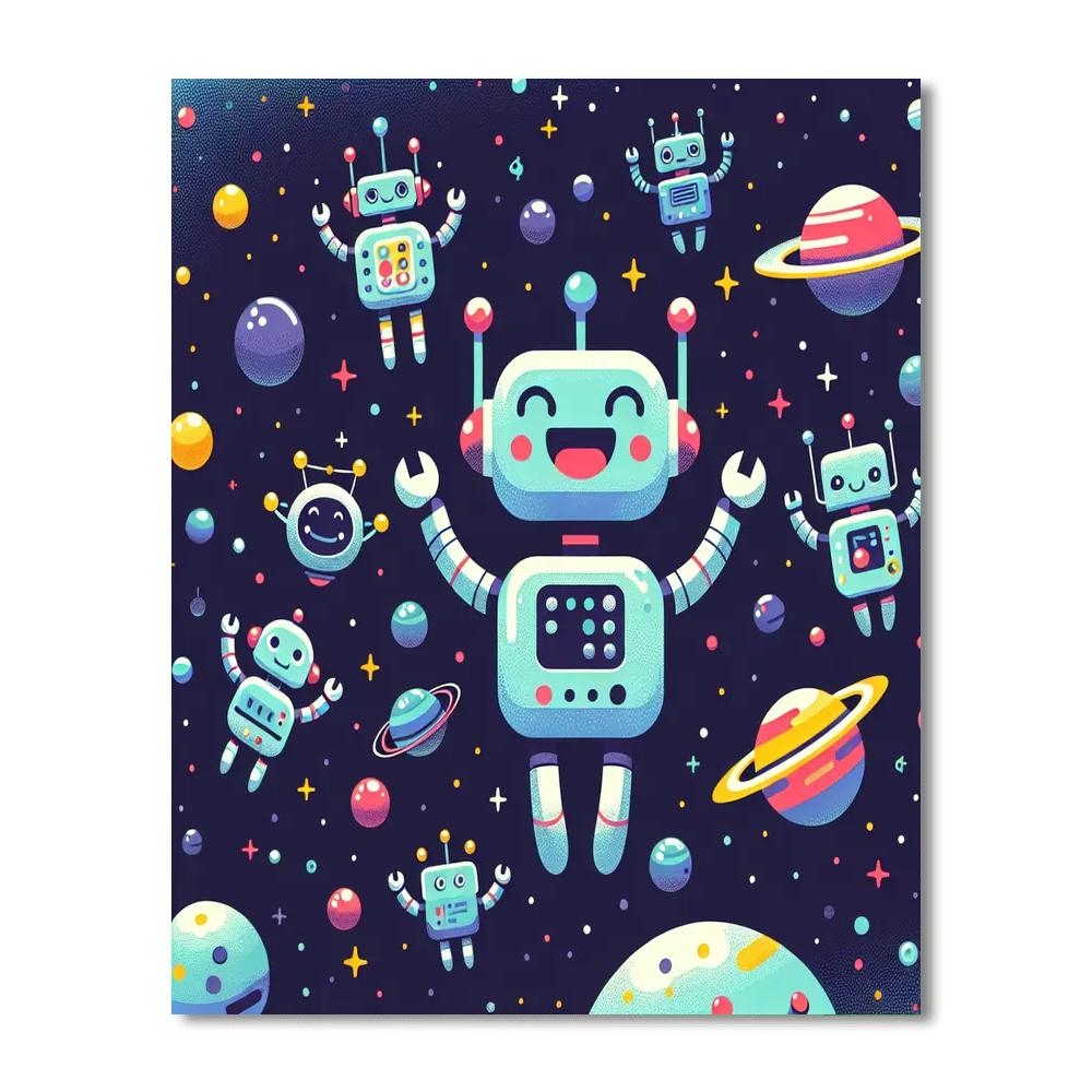 Outer Space Robots Paint By Numbers