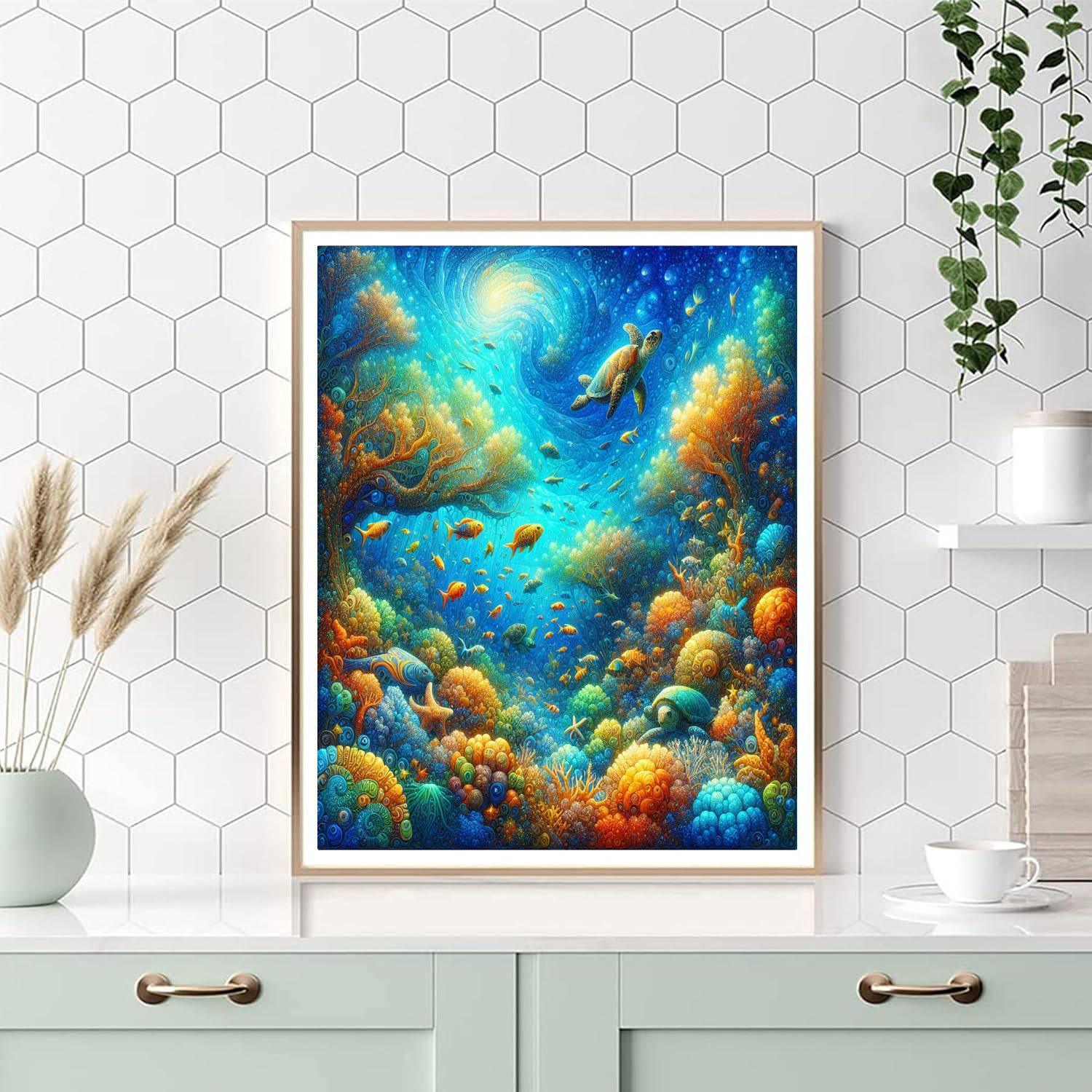Vibrant Coral Reef Paradise Painting Number Kit