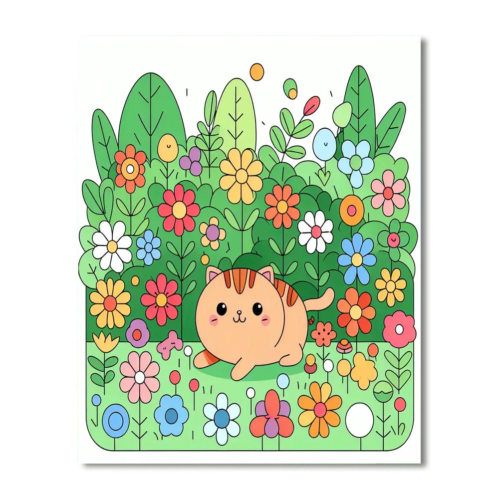 Curious Cat In The Garden Numbered Painting Kits