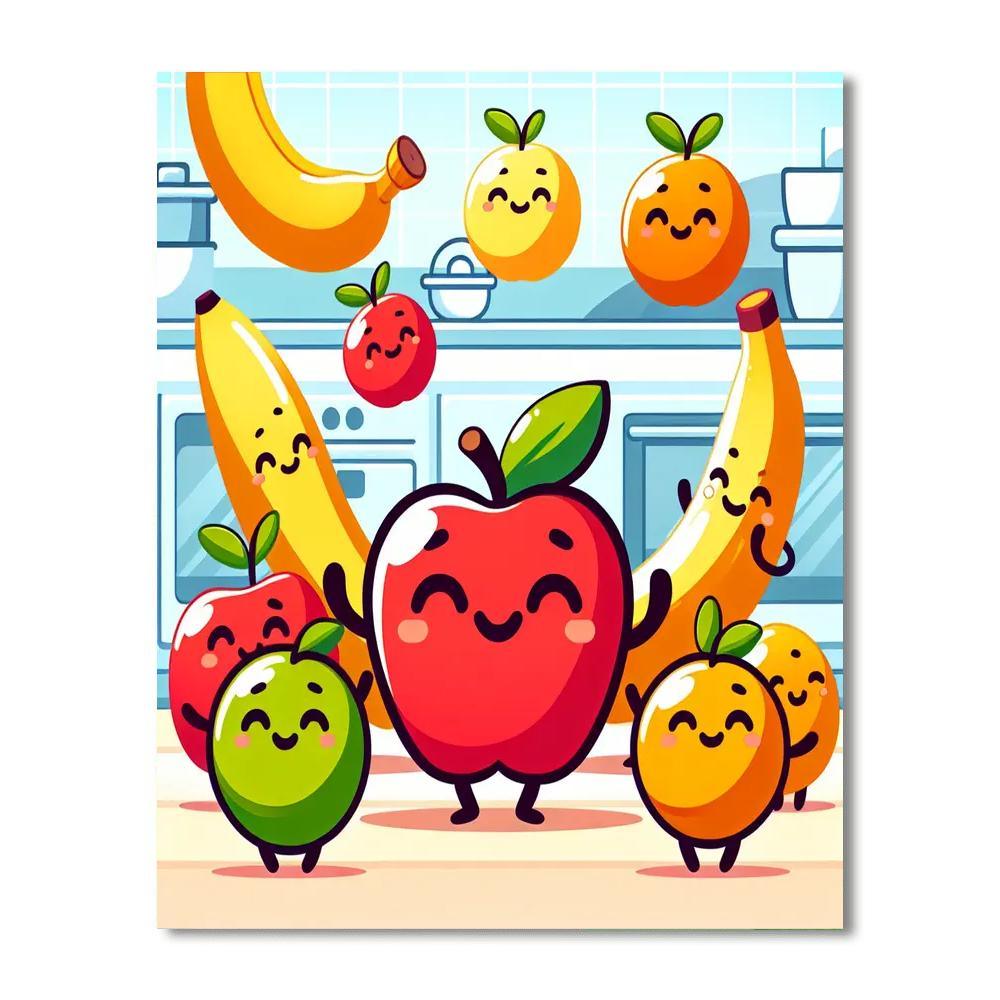 Funky Fruit Parade Number Painting