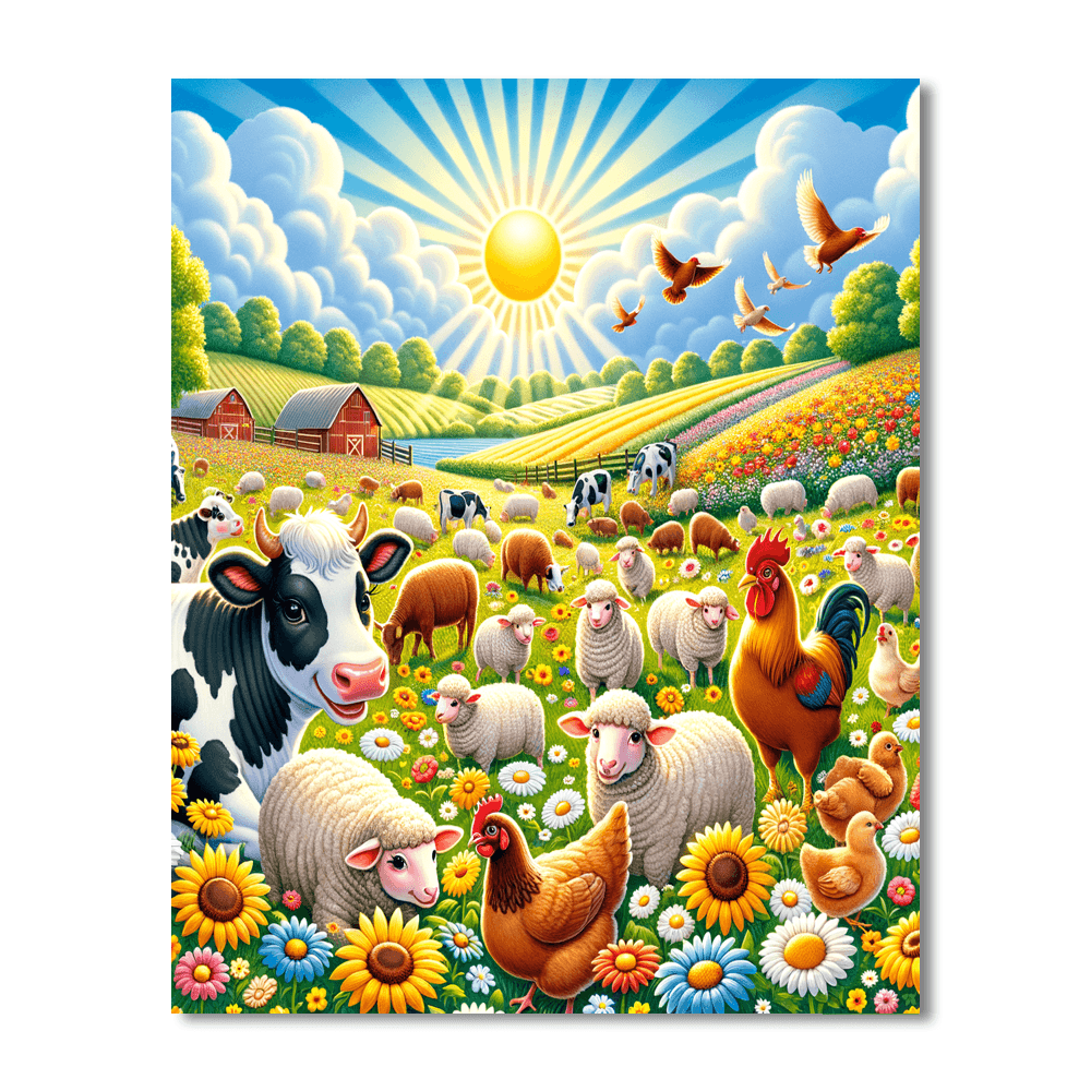 Playful Farm Animals Number Painting